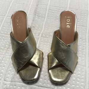 Joie Metallic Gold Mules